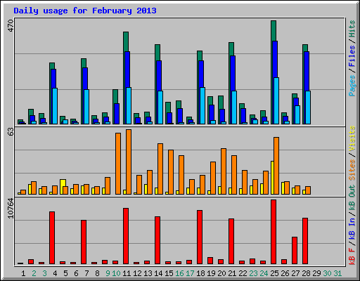 Daily usage for February 2013