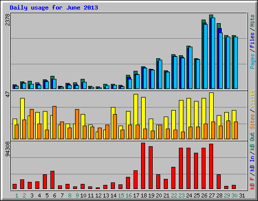 Daily usage for June 2013