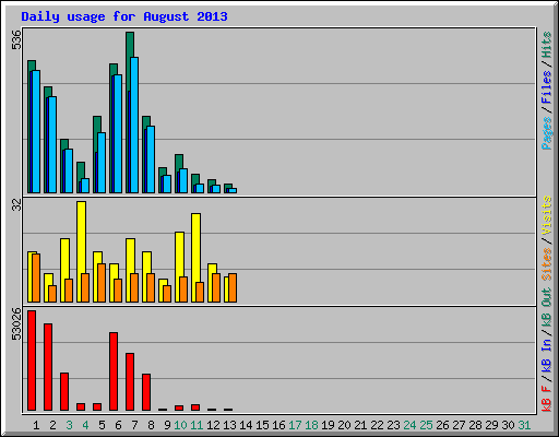 Daily usage for August 2013