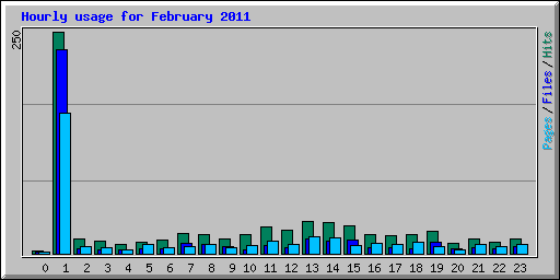 Hourly usage for February 2011