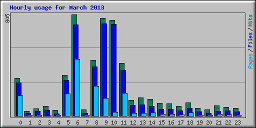 Hourly usage for March 2013